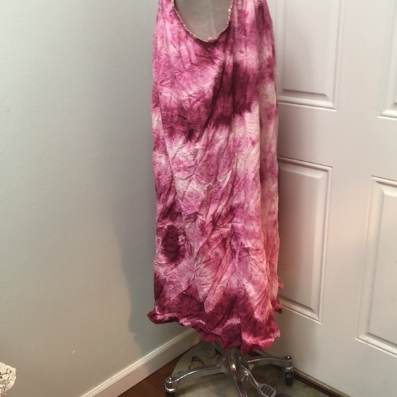 Vintage Embroidered Floral Tie Dye Lace Midi Dress Size Large Pink - Picture 4 of 9